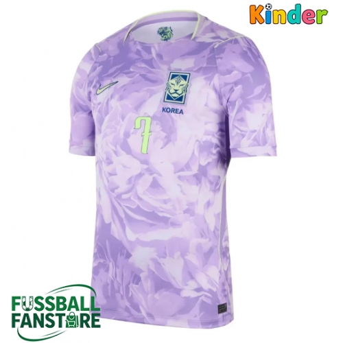 Republik Korea Son Heung-min #7 Replik Auswärtstrikot Kinder WM 2026 Kurzarm (+ Kurze Hosen)
